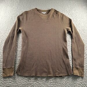 Wallace & Barnes‎ Thermal Shirt Mens L Brown Waffle Long Sleeve Crewneck Cotton